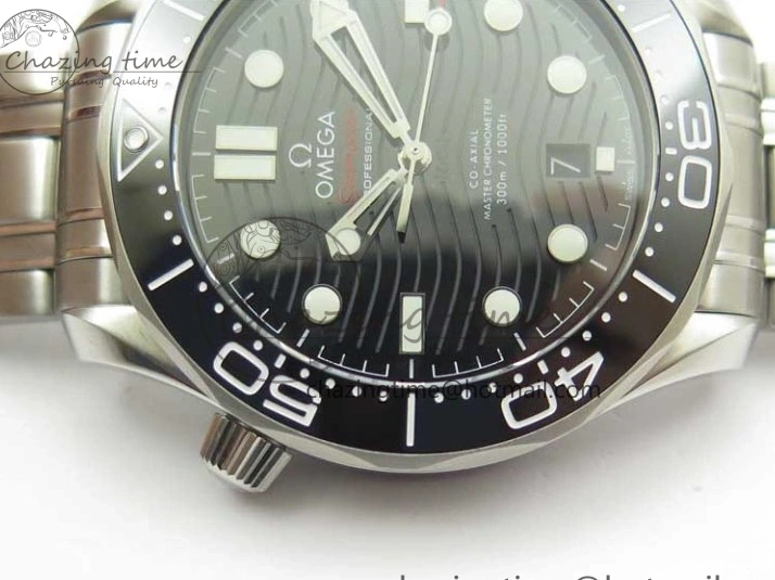 0502 EasyCare Seamaster Diver 300M ORF 1:1 Best Edition Black Ceramic Black Dial on SS Bracelet A 7870